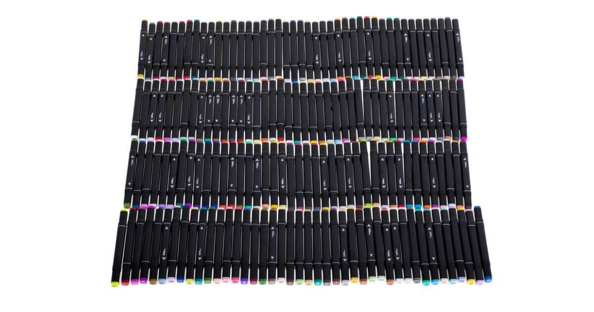 Set 168 markere duble WePro Store, profesionale, subtire si gros, cerneala pe baza de alcool, geanta de depozitare, Multicolore 126991198