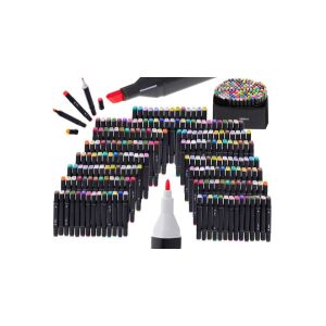 168-teiliges WePro Store Dual-Tip-Alkoholmarker-Set mit Tragetasche, mehrfarbig - Marker