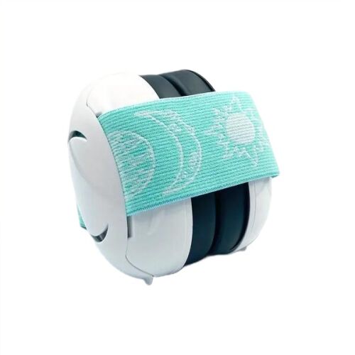 Casti antifonice pentru copii si bebelusi 3-36 luni WePro Store, protectie auditiva in medii zgomotoase, sistem de prindere sigur pentru fontanela, bentita elastica, usor de folosit, Alb cu v
