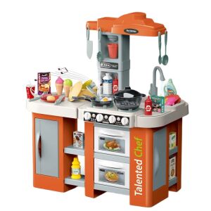 Detská kuchynka WePro Store, skutočný vodný okruh, rúra a varná doska, zvuky a svetlá, kompletné príslušenstvo, 67 dielov, oranžová, 3 roky + 126991227 - Detské kuchyne & Hračkárske kuchyne