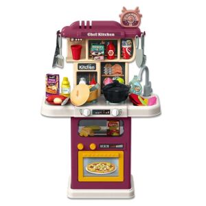 WePro Store Kinderküche, echter Wasserkreislauf, Backofen und Herd, Geräusche und Lichter, komplette Ausstattung, 64 Teile, Lila, ab 3 Jahren 126991314 - WePro Store