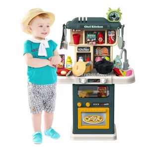 Detská kuchynka WePro Store, skutočný vodný okruh, rúra a varná doska, zvuky a svetlá, kompletné príslušenstvo, 64 dielov, zelená, od 3 rokov 126991521 - Detské kuchyne & Hračkárske kuchyne