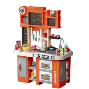 Detská kuchynka WePro Store, skutočné svetlá a zvuky, funkcia tečúcej vody a pary, 75 kuchynských doplnkov, oranžová, od 3 rokov 126991307 - Detské kuchyne & Hračkárske kuchyne