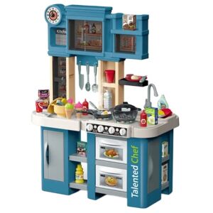 WePro Store Kinderküche, echte Lichter und Geräusche, fließendes Wasser und Dampffunktion, 75 Kochzubehörteile, blau, ab 3 Jahren 126991313 - WePro Store