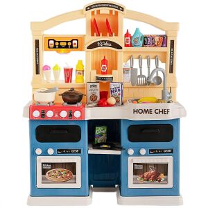 Detská kuchynka WePro Store, skutočné svetlá a zvuky, funkcia tečúcej vody a pary, 77 kuchynských doplnkov, modrá, od 3 rokov 126991340 - WePro Store