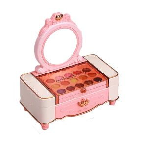 WePro Store Kinder-Schminkset mit Spiegel, wasserlöslich, Lippenstift, Puder, Lipgloss, Nagellack, Lidschatten, Pinsel, Separator, ungiftig, rosa - WePro Store