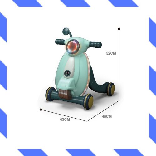 Grüner Baby Walker mit 3 Rädern, Licht- und Soundeffekten, 45x43x52 cm