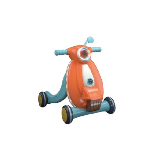 Orangefarbener und blauer Babywalker mit Licht- und Soundeffekten, 3 Räder, 45x43x52 cm, für Babys ab 12 Monaten