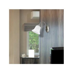 Rábalux Francesca fali lámpa, szatin króm, fehér alabástrom üveg búra - Fali lámpa