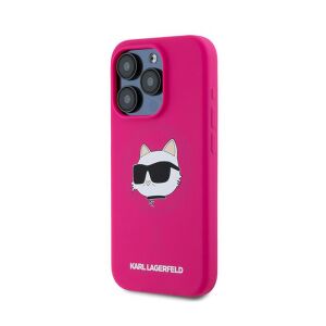 Karl Lagerfeld KLHMP15XSCHPPLF iPhone 15 Pro Max 6,7 Zoll (6,7 Zoll) Hartschalenhülle aus Silikon mit Choupettenkopf MagSafe, Rosa/Fuchsia 140522066 - Karl Lagerfeld Handyhüllen