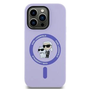 KARL LAGERFELD Hülle für IPHONE 14 Pro kompatibel mit MagSafe KLHMP14LSCMKCRHU (Silikon-KC-Körperring) lila 127018145 - Handyhüllen