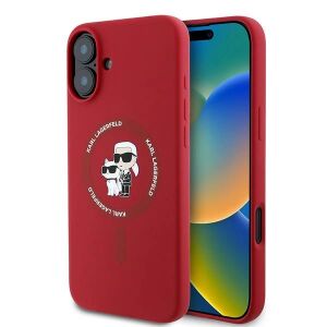 KARL LAGERFELD Hülle für IPHONE 16 Plus kompatibel mit MagSafe KLHMP16MSCMKCRHR (Silicone KC Body Ring) rot 127018082 - Karl Lagerfeld Handyhüllen