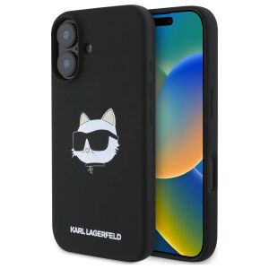 Karl Lagerfeld KLHMP16SSCHPPLK iPhone 16 schwarz/schwarz HC MagSafe Sil Choupette-Kopfaufdruck 127018136 - Karl Lagerfeld Handyhüllen
