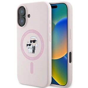 KARL LAGERFELD Hülle für IPHONE 16 kompatibel mit MagSafe KLHMP16SSCMKCRHP (Silicone KC Body Ring) rosa 127018146 - Karl Lagerfeld Handyhüllen