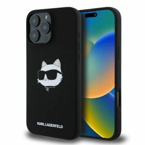 KARL LAGERFELD Hülle für IPHONE 16 Pro Max kompatibel mit MagSafe KLHMP16XSCHPPLK (Sil Choupette Head Print) schwarz 127018159 - Handyhüllen