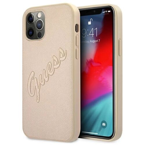 Guess Hardcase Iphone 12 Pro Max 6.7 Case Gold Safiano Cover