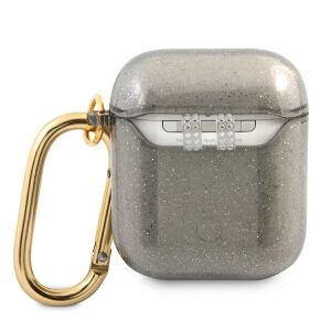 Etui Guess AirPods 1/2/3 Glitter - Czarne - Zestaw słuchawkowy