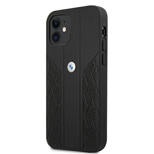 BMW Leather Curve Perforate Fekete iPhone 12 Mini Tok - BMW