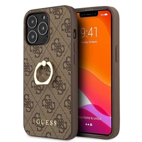 Guess GUHCP13L4GMRBR iPhone 13 Pro / 136,1" brązowy/brown hardcase 4G with ring stand 127030611