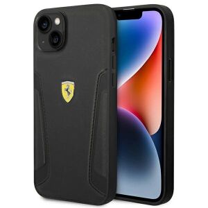 Etui Ferrari Leather Stamp Sides na iPhone 14 Plus - czarne 127034662 - Ferrari Handyhüllen