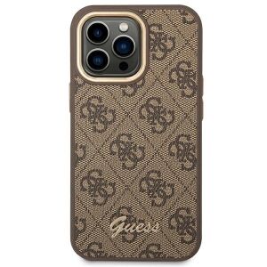 Guess GUHCP14XHG4SHW iPhone 14 Pro Max6,7" brązowy/brown hard case 4G Vintage Gold Logo 127035365 - Artykuły techniczne i elektronika