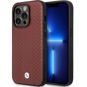 Etui BMW Leather Diamond Pattern na iPhone 14 Pro - burgundowe 127035681 - Handyhüllen