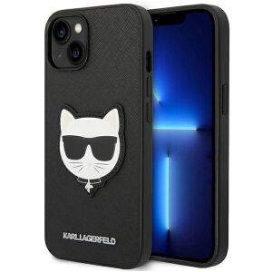 Etui Karl Lagerfeld Saffiano Choupette Head Patch na iPhone 14 Plus - czarne 127036556 - Handyhüllen