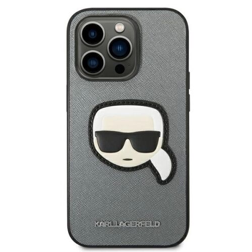 Karl Lagerfeld iPhone 14 Pro Saffiano tok, Karl's Head dizájn - Karl Lagerfeld