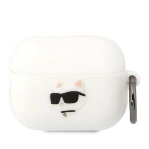 Białe etui Karl Lagerfeld AirPods Pro z kotem Choupette 3D - Zestaw słuchawkowy