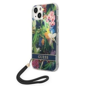 Etui Guess Flower Strap na iPhone 14 - niebieskie 127038931 - Handyhüllen