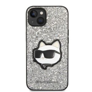 Etui Karl Lagerfeld Glitter Choupette Patch na iPhone 14 - srebrne 140503922 - Karl Lagerfeld Handyhüllen