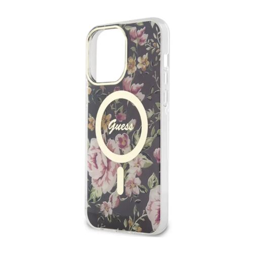 Etui Guess Flower MagSafe na iPhone 14 Pro Max - czarne 140504814