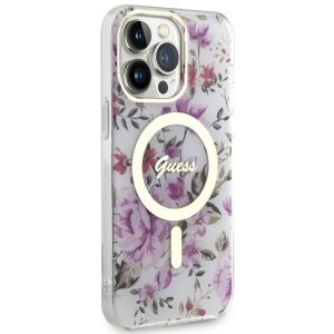 Etui Guess Flower MagSafe na iPhone 14 Pro - przezroczyste 140505207 - Handyhüllen