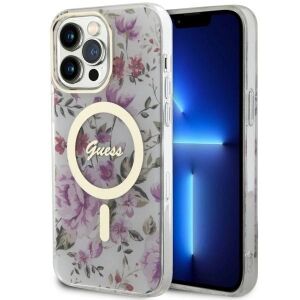 Etui Guess Flower MagSafe na iPhone 14 Pro Max - przezroczyste 127040401 - Handyhüllen
