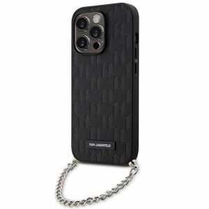 Etui Karl Lagerfeld Saffiano Monogram Chain na iPhone 14 Pro - czarne 127042298 - Karl Lagerfeld Handyhüllen