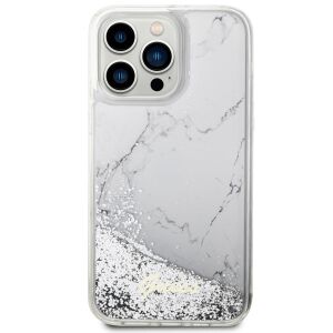 Etui Guess Liquid Glitter Marble na iPhone 14 Pro Max - białe 140554958 - Handyhüllen