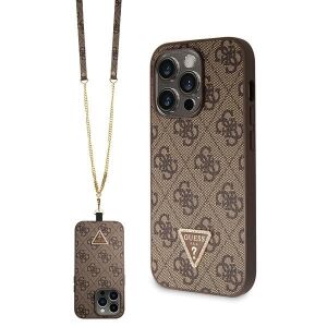 Guess GUHCP14LP4TDSCPW iPhone 14 Pro 6.1" braun/braun Hardcase Crossbody 4G Metalllogo 127043751 - Handyhüllen