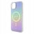 Oldalnézet Guess iPhone 15 Plus lila MagSafe tok