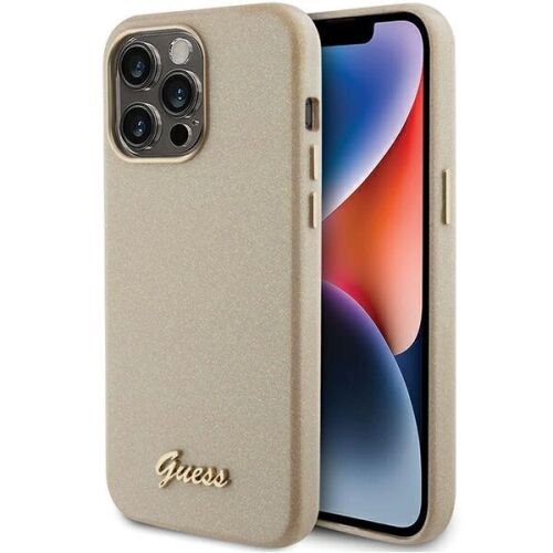 Guess Glitter Glossy Script Arany iPhone 15 Pro Tok - Guess
