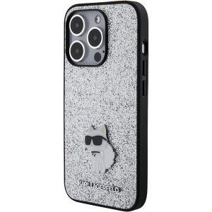 Etui Karl Lagerfeld KLHCP15XGCNPSG do iPhone 15 Pro Max 6.7" srebrny/silver hardcase Fixed Glitter Choupette Logo Metal Pin 127045920 - Handyhüllen
