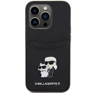 Etui Karl Lagerfeld KLHCP15LSAPKCNPK do iPhone 15 Pro 6.1" czarny/black hardcase Saffiano Cardslot Karl&Choupette Metal Pin 140514171 - Karl Lagerfeld Handyhüllen