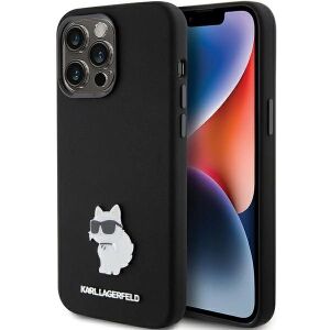 Karl Lagerfeld KLHCP15XSMHCNPK Choupette-Metallstift für iPhone 15 Pro Max, 6,7 Zoll, Schwarz/Schwarz 127046013 - Handyhüllen