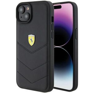 Ferrari Foltozott Fém Logo Tok Iphone 15 Plus Fekete Tokhoz 127047019 - Ferrari Telefontok