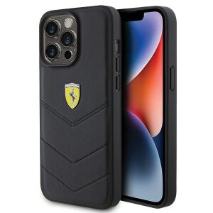 Ferrari Foltozott Fém Logo Tok Iphone 15 Pro Max Fekete Tokhoz 127047047 - Ferrari