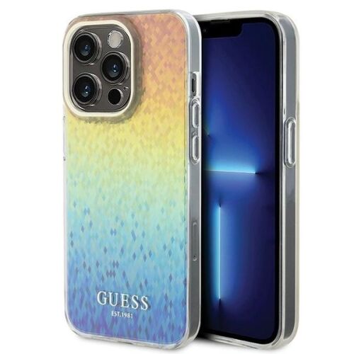 Guess IML Faceted Mirror Disco Iridescent tok iPhone 15 Pro készülékhez, szivárványos dizájnnal - Telefon
