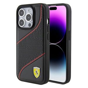 Ferrari Perforated Waves Metal Logo Tok Iphone 15 Pro-Hoz - Fekete 127048140 - Ferrari Telefontok