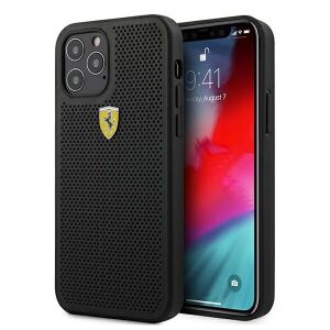 Etui Ferrari On Track Perforated na iPhone 12 Pro Max - czarne 127052621 - Ferrari Handyhüllen