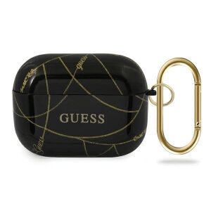 Guess Etui ochronne GUACAPTPUCHBK Gold Chain Collection do AirPods Pro czarno-złote 127053035 - Zestaw słuchawkowy