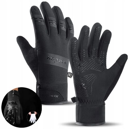 Kynclor szigetelt fekete férfi téli sportkesztyű, érintőképernyő kompatibilis