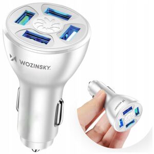 Wozinsky 50W Fehér Autós Töltő 4 USB-A Porttal - Kollázs - Autós töltő